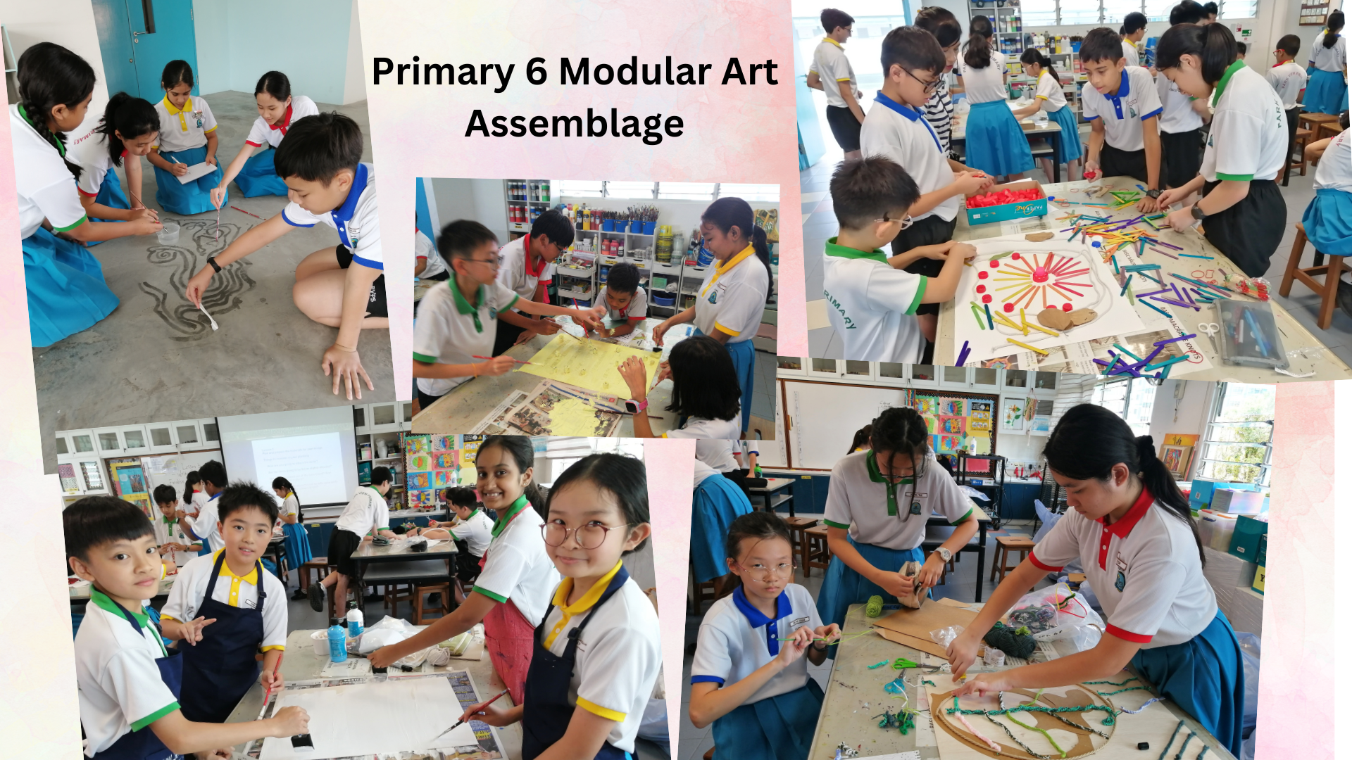 P6 Students exploring assemblage art in classrooms